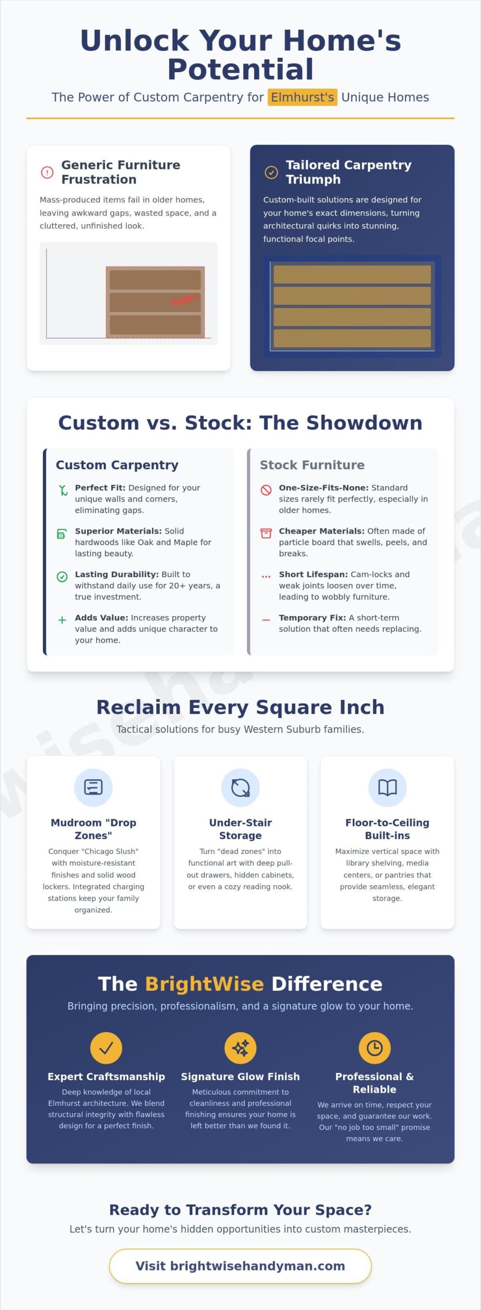 Custom Carpentry Examples for Elmhurst Homes Elevate Your Space in 2026 - Infographic Custom Carpentry Examples for Elmhurst Homes: Elevate Your Space in 2026
